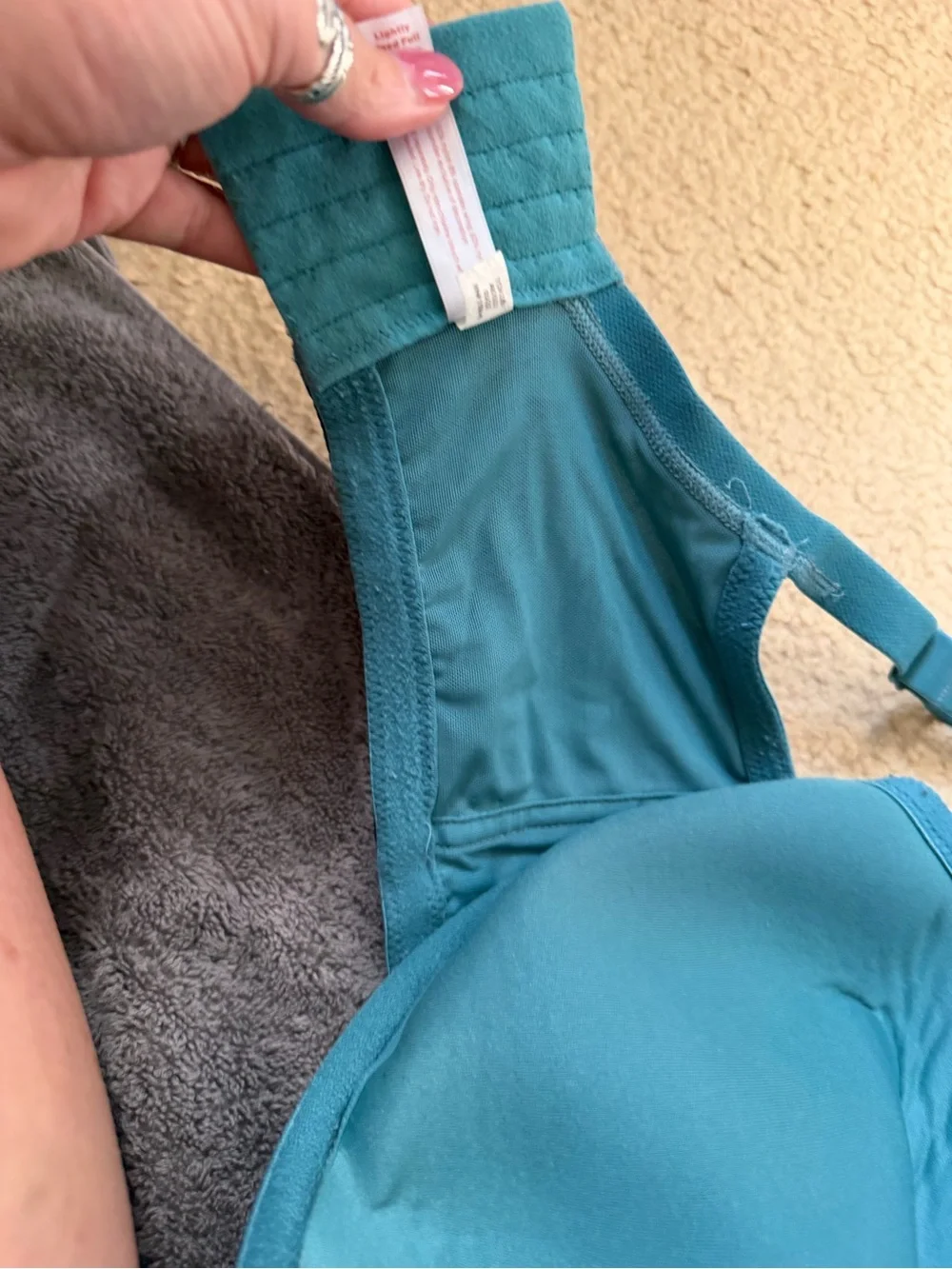 Cacique Teal Plunge Bra with Black Floral Jacquard